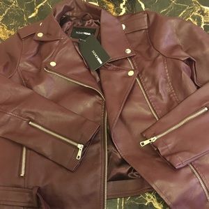 New wine araxie vegan leather jacket